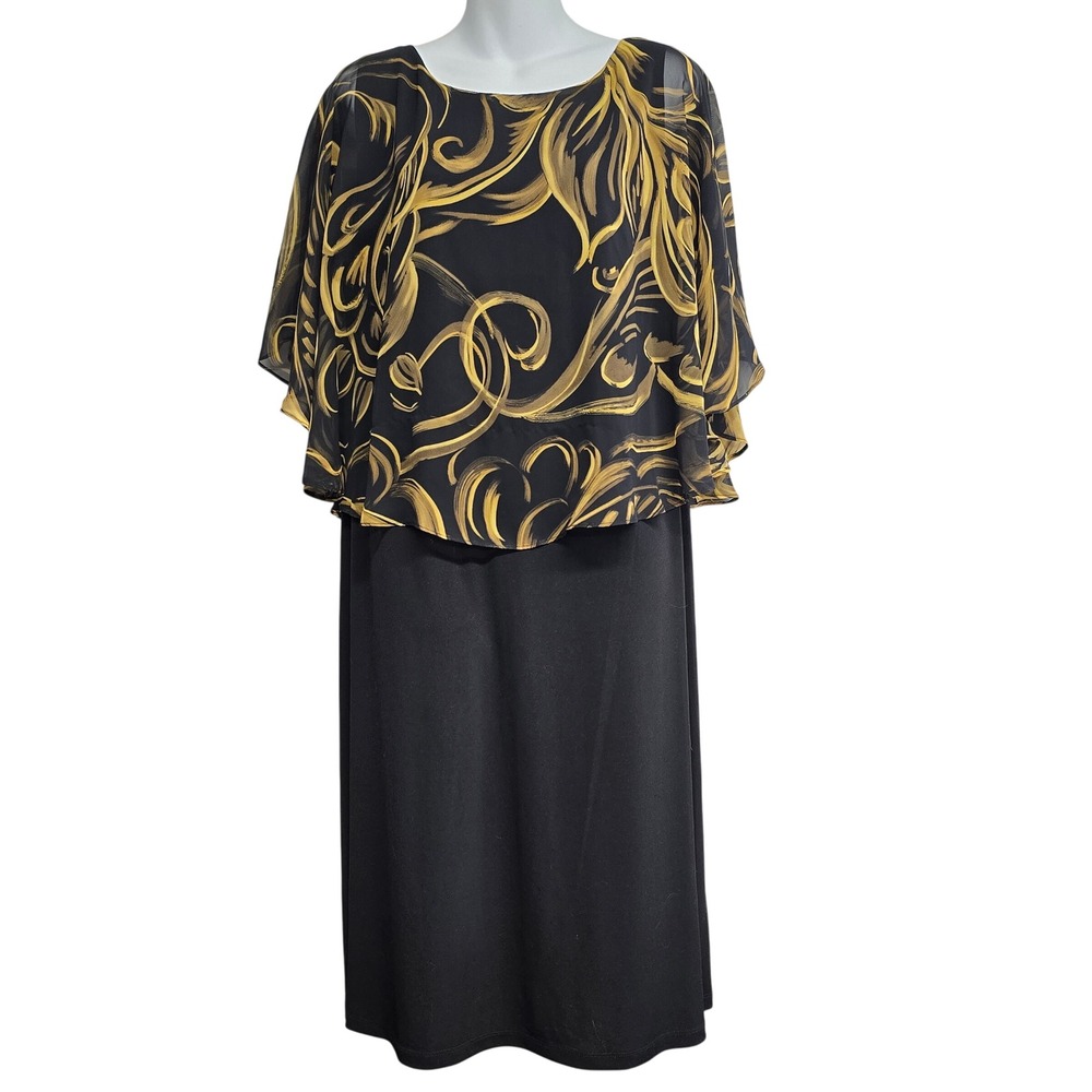 NWT Connected Apparel Damask Scroll Print Popover Mesh Sheath Dress 18W‎ Luxury